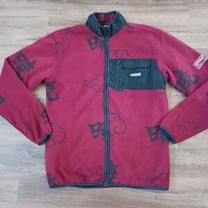 Primitive Naruto Shippuden Akatsuki Fleece Jacket Red Black Kanji Mens Medium